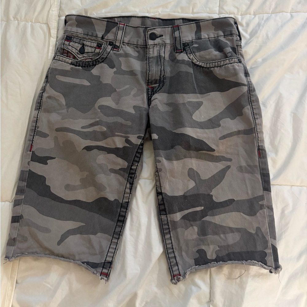 True Religion Gray Camouflage Shorts